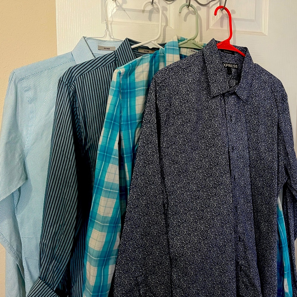 Blue, purple, and white